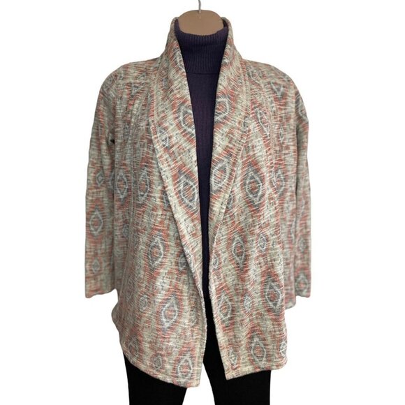 LUCKY BRAND Open Jacket Sweater Cardigan Medium Multicolor Southwestern Boho EUC - Picture 1 of 15